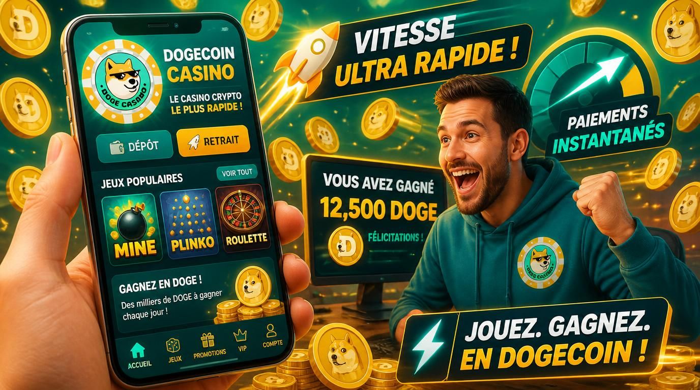 Interface moderne avec smartphone, Dogecoin, ambiance dynamique